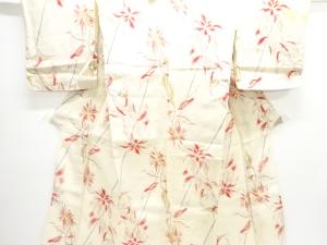 アンティーク　本場小千谷ちぢみ花模様織り出し着物